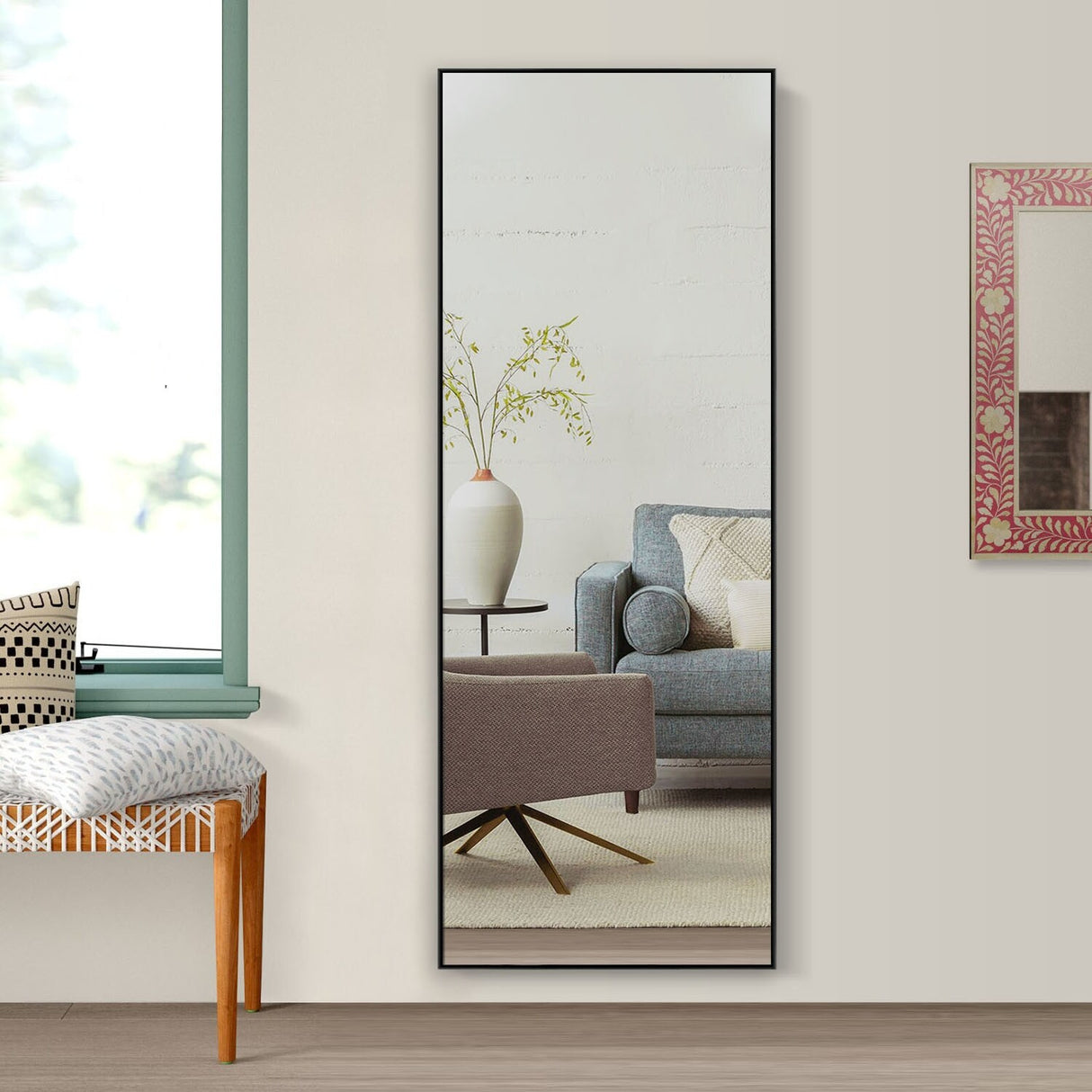 Modern and Contemporary Thin Frame Wall Mirror Full Length Mirror