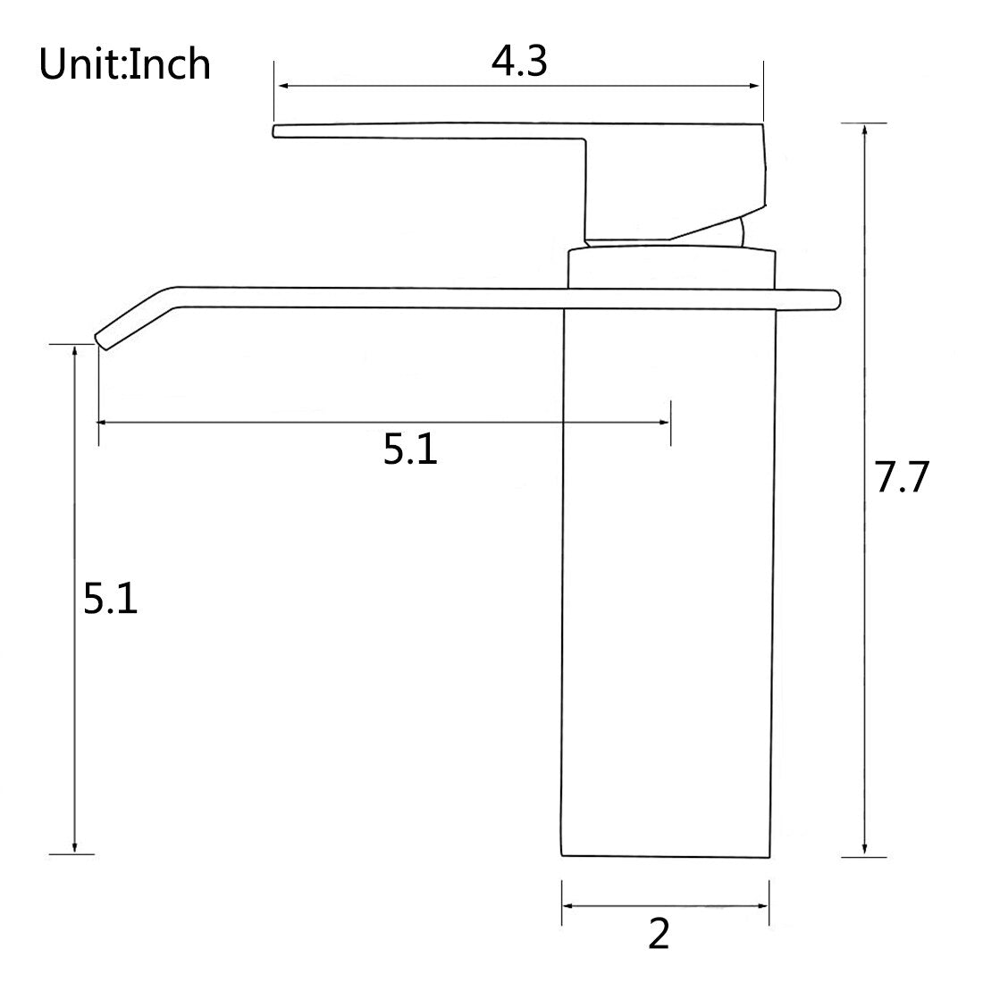 Modern and Simple Waterfall Bathroom Faucet in ORB Finish - 2*6*7.7