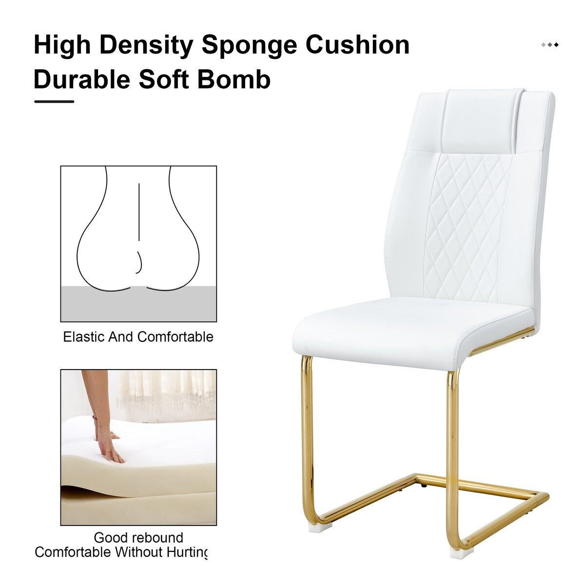 Modern dining chairs, set of 6, with faux leather soft cushion seats