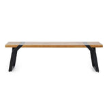Modern industrial style bench,with acacia wood,for patio,garden - 63.00"Wx14.50"Dx17.75"H
