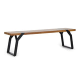 Modern industrial style bench,with acacia wood,for patio,garden - 63.00"Wx14.50"Dx17.75"H