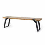 Modern industrial style bench,with acacia wood,for patio,garden - 63.00"Wx14.50"Dx17.75"H