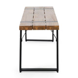 Modern industrial style bench,with acacia wood,for patio,garden - 63.00"Wx14.50"Dx17.75"H