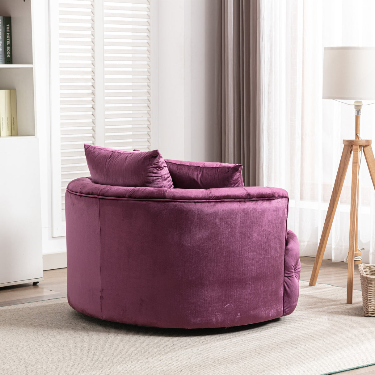 Modern leisure Velvet Tufted Swivel Barrel Chair