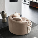 Modern leisure Velvet Tufted Swivel Barrel Chair