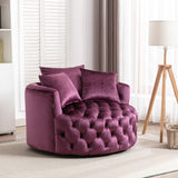 Modern leisure Velvet Tufted Swivel Barrel Chair