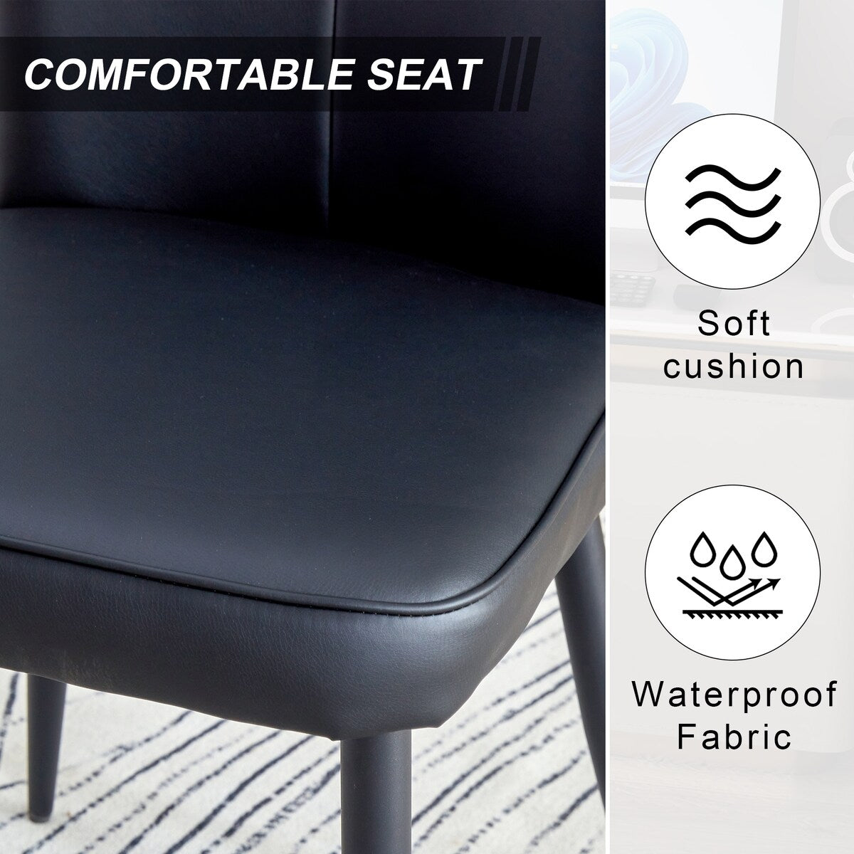 Modern minimalist 4-piece set of faux leather dining chairs and office chairs