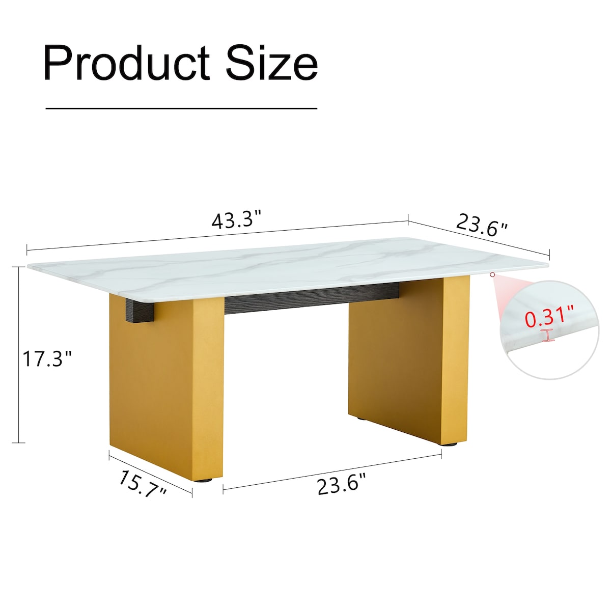 Modern minimalist Tempered glass with sticker desktop coffee table and dining table, paired with golden MDF decorative columns