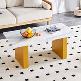 Modern minimalist Tempered glass with sticker desktop coffee table and dining table, paired with golden MDF decorative columns