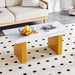 Modern minimalist Tempered glass with sticker desktop coffee table and dining table, paired with golden MDF decorative columns