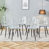 Modern minimalist armless crystal dining chair, plastic chair set of 6 with metal legs