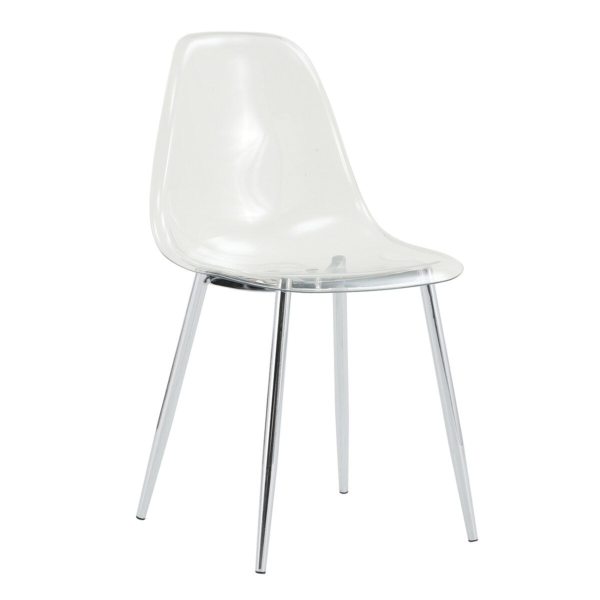 Modern minimalist armless crystal dining chair, plastic chair set of 6 with metal legs