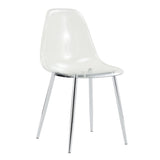 Modern minimalist armless crystal dining chair, plastic chair set of 6 with metal legs