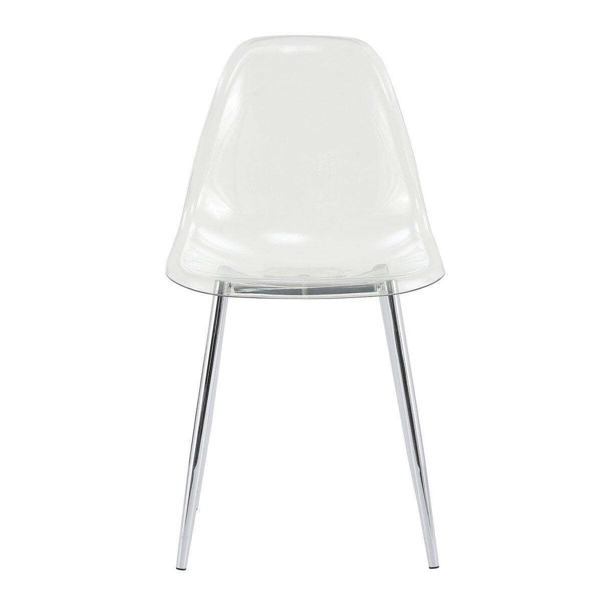 Modern minimalist armless crystal dining chair, plastic chair set of 6 with metal legs