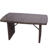 Modern rattan wicker table with tempered glass for living room, patio-Not in use