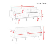 Modern velvet sand living room sofa Loveseat Sofa with Midfoot and Two throw Pillows for Living Room