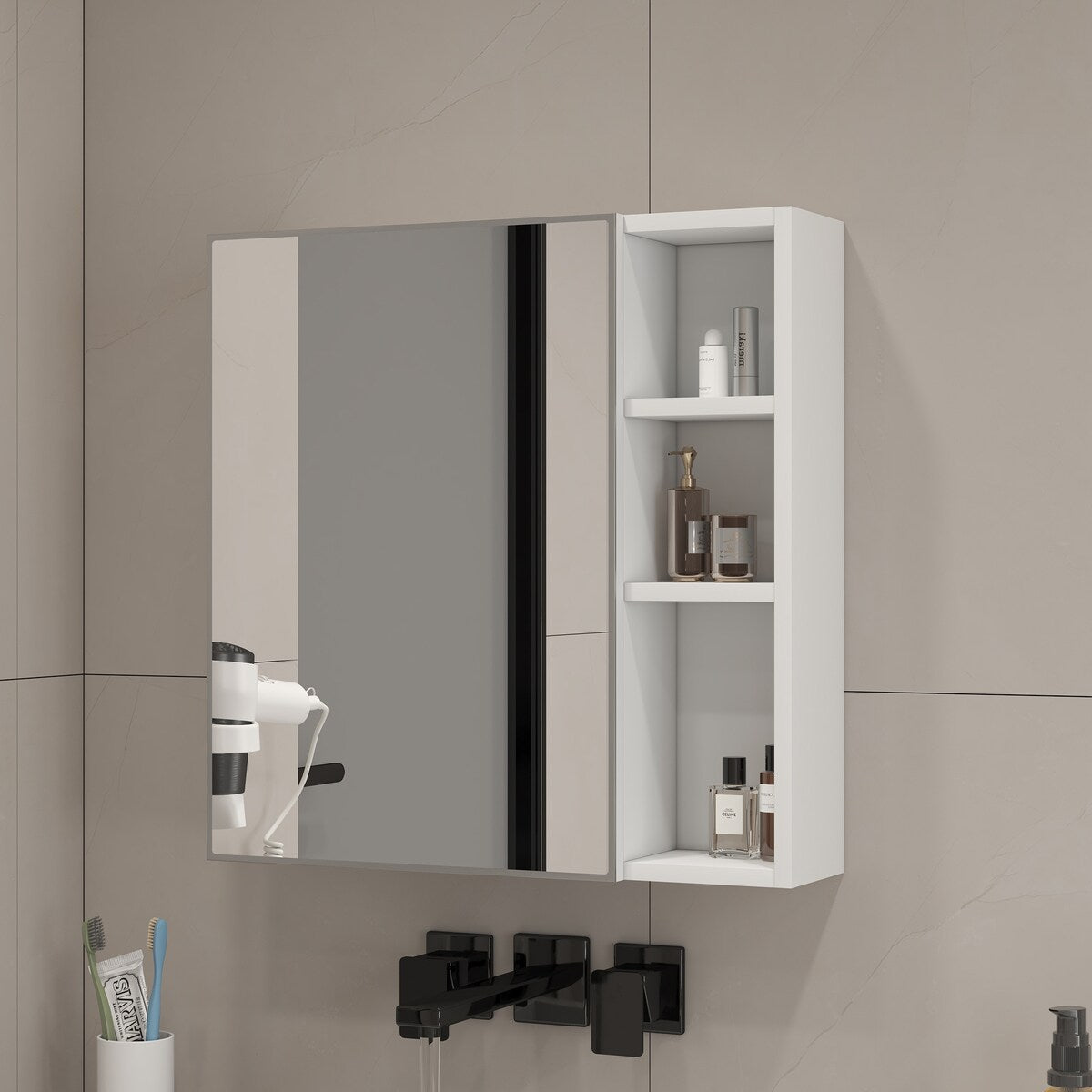 Modern, minimalist, full length mirrors, bathroom vanity mirrors, bedroom porches, clothing stores. - White