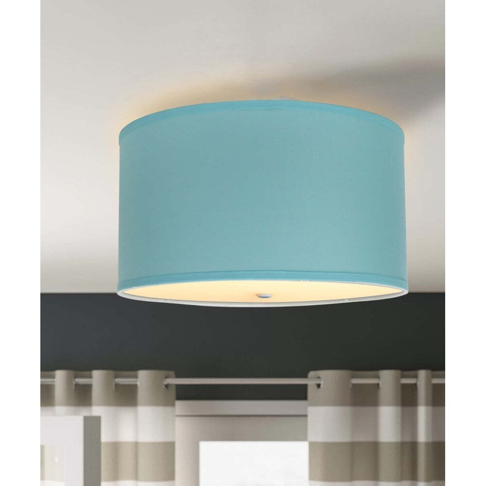 Moderne Flush Mount Conversion Kit 16"w Island Paradise Linen Drum Lampshade