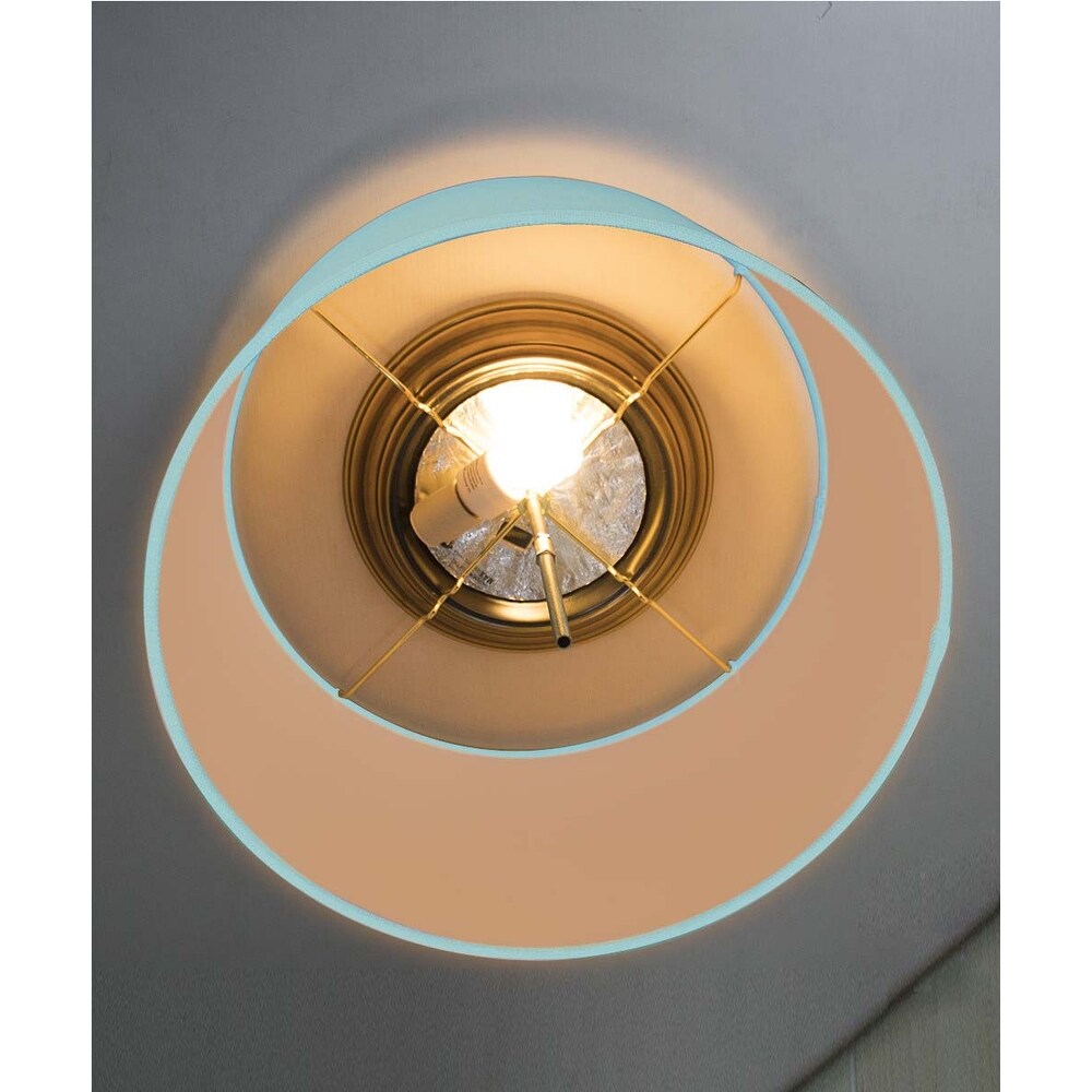 Moderne Flush Mount Conversion Kit 16"w Island Paradise Linen Drum Lampshade