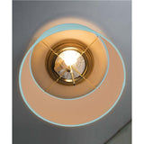 Moderne Flush Mount Conversion Kit 16"w Island Paradise Linen Drum Lampshade