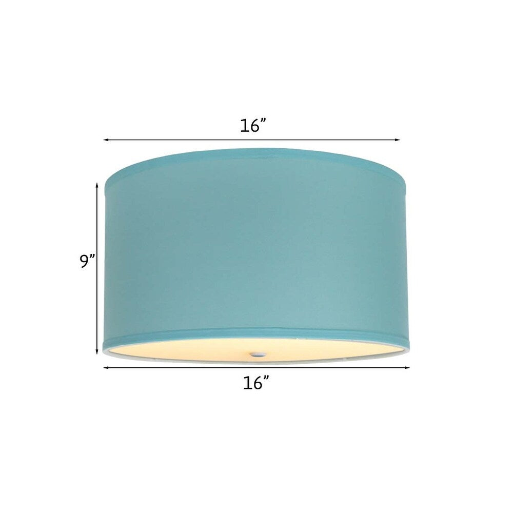 Moderne Flush Mount Conversion Kit 16"w Island Paradise Linen Drum Lampshade