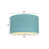 Moderne Flush Mount Conversion Kit 16"w Island Paradise Linen Drum Lampshade