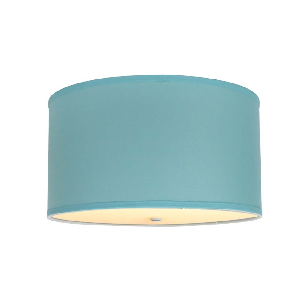 Moderne Flush Mount Conversion Kit 16"w Island Paradise Linen Drum Lampshade