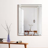 Moderno Beveled Rectangle Wall Mirror, Solid Wood Frame,1"-Beveled Center Mirror, Ready to Hang - Clear