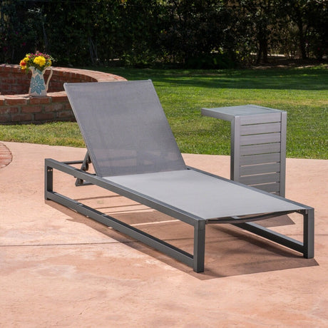 Modesta Outdoor 2-piece Armless Aluminum Chaise Lounge Set by Christopher Knight Home
