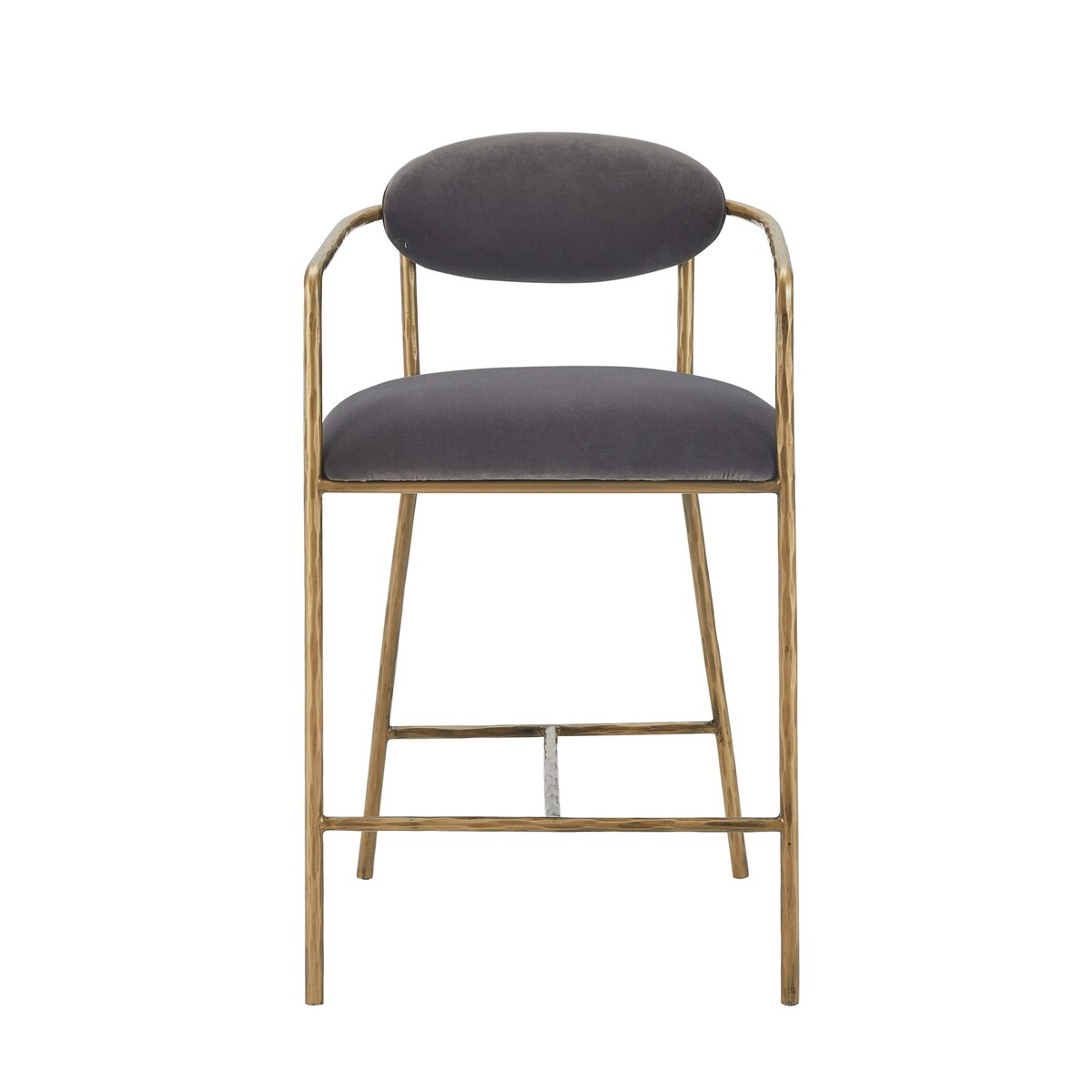 Modrest Baird Modern Grey Velvet & Brass Counter Chair