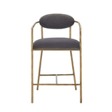 Modrest Baird Modern Grey Velvet & Brass Counter Chair