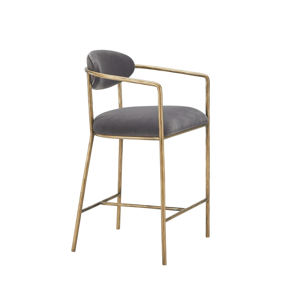 Modrest Baird Modern Grey Velvet & Brass Counter Chair