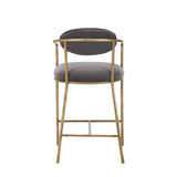 Modrest Baird Modern Grey Velvet & Brass Counter Chair