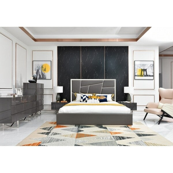 Modrest Chrysler Modern Grey Bonded Leather Bed