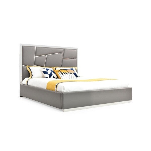 Modrest Chrysler Modern Grey Bonded Leather Bed