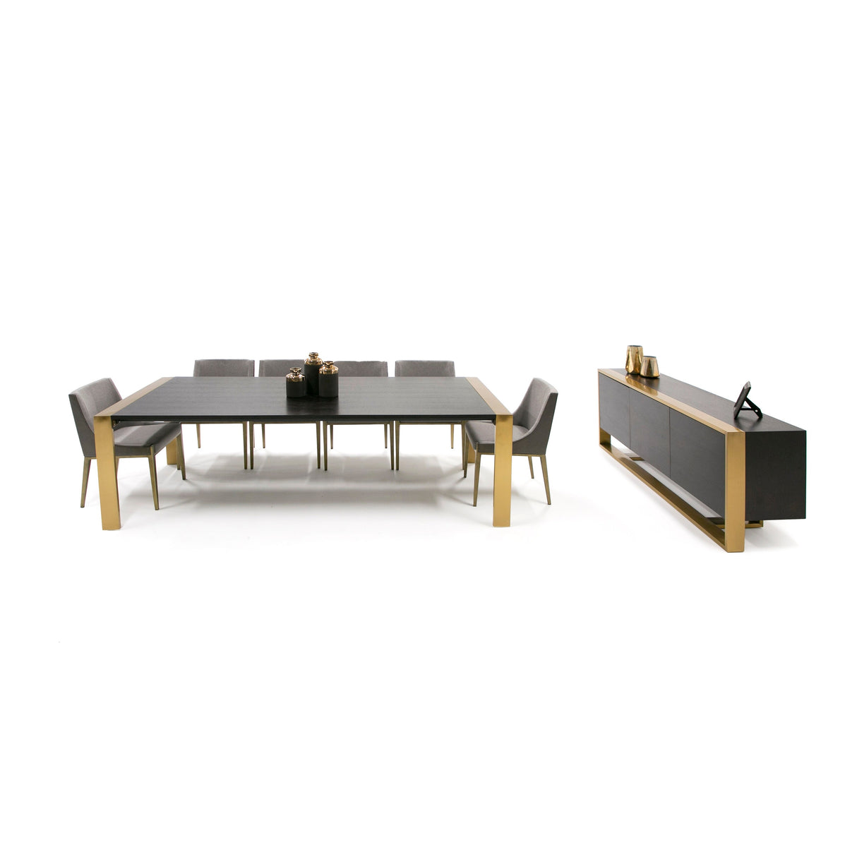 Modrest Fauna Modern Wenge and Brass Dining Table