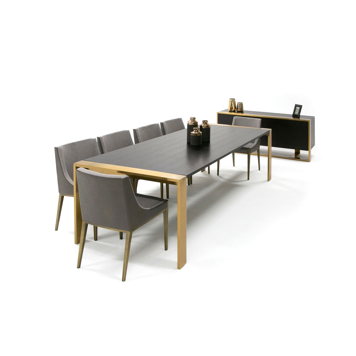 Modrest Fauna Modern Wenge and Brass Dining Table