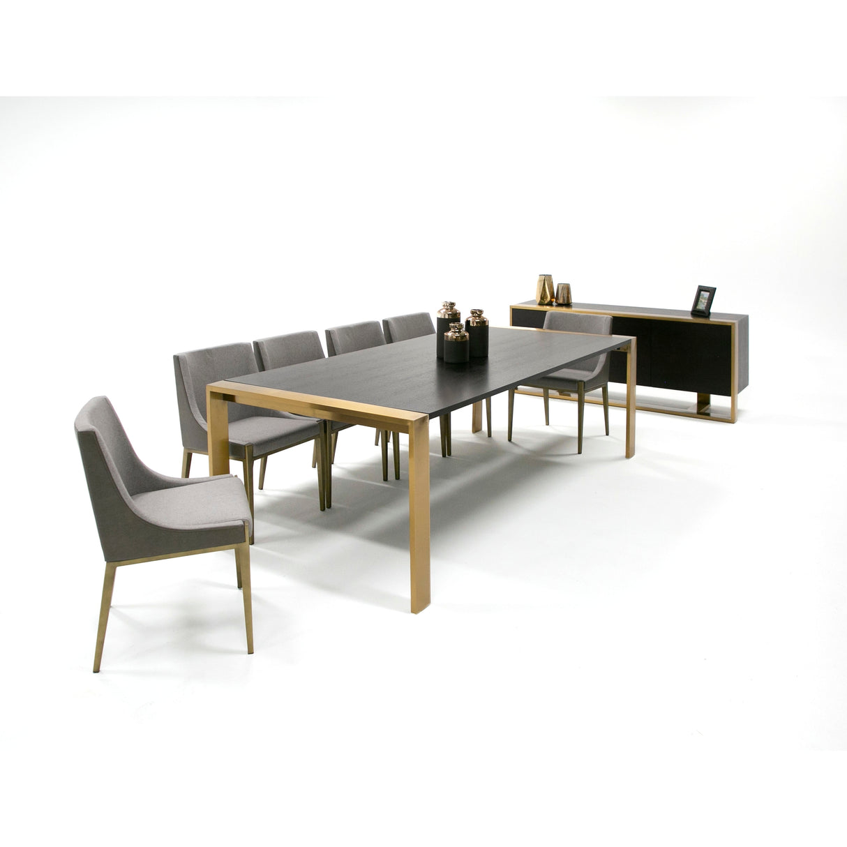 Modrest Fauna Modern Wenge and Brass Dining Table
