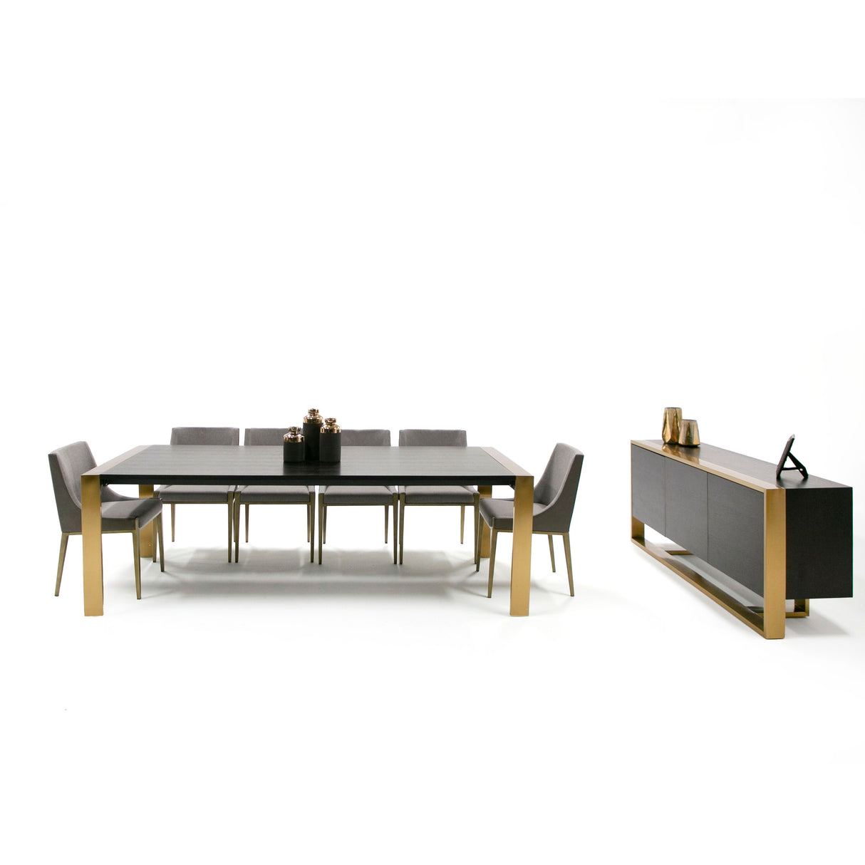 Modrest Fauna Modern Wenge and Brass Dining Table