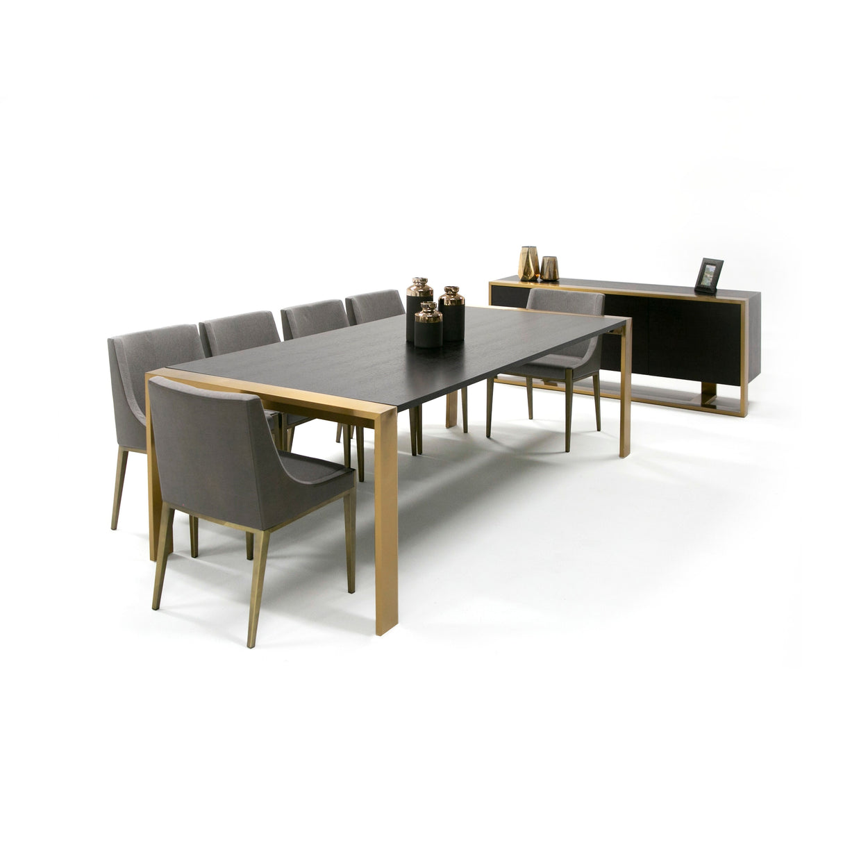 Modrest Fauna Modern Wenge and Brass Dining Table