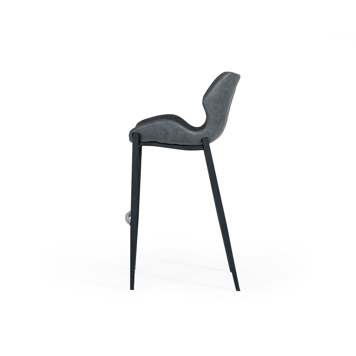 Modrest Ithaca Industrial Dark Grey Eco-Leather Bar Stool (Set of 2)