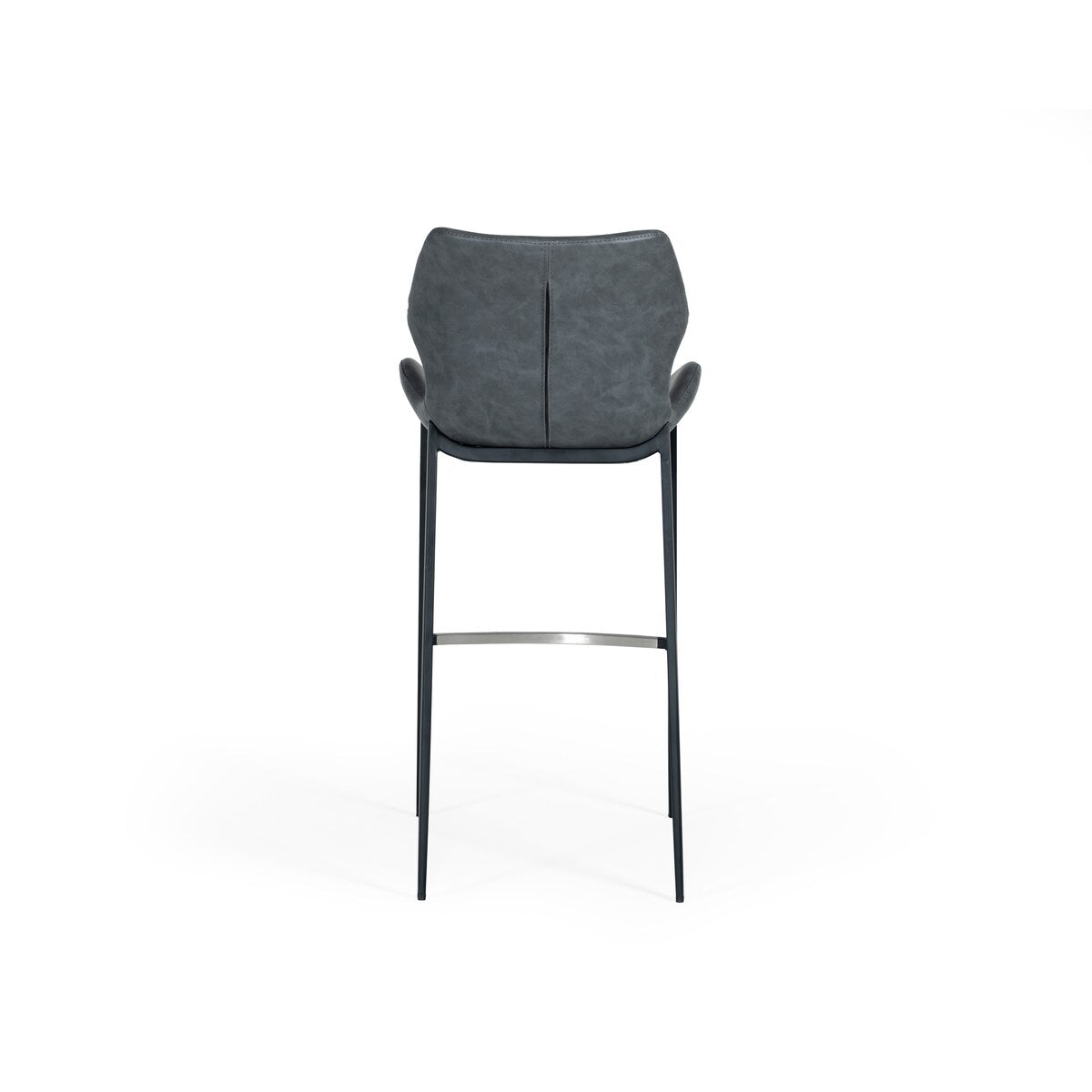 Modrest Ithaca Industrial Dark Grey Eco-Leather Bar Stool (Set of 2)