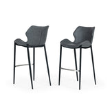 Modrest Ithaca Industrial Dark Grey Eco-Leather Bar Stool (Set of 2)