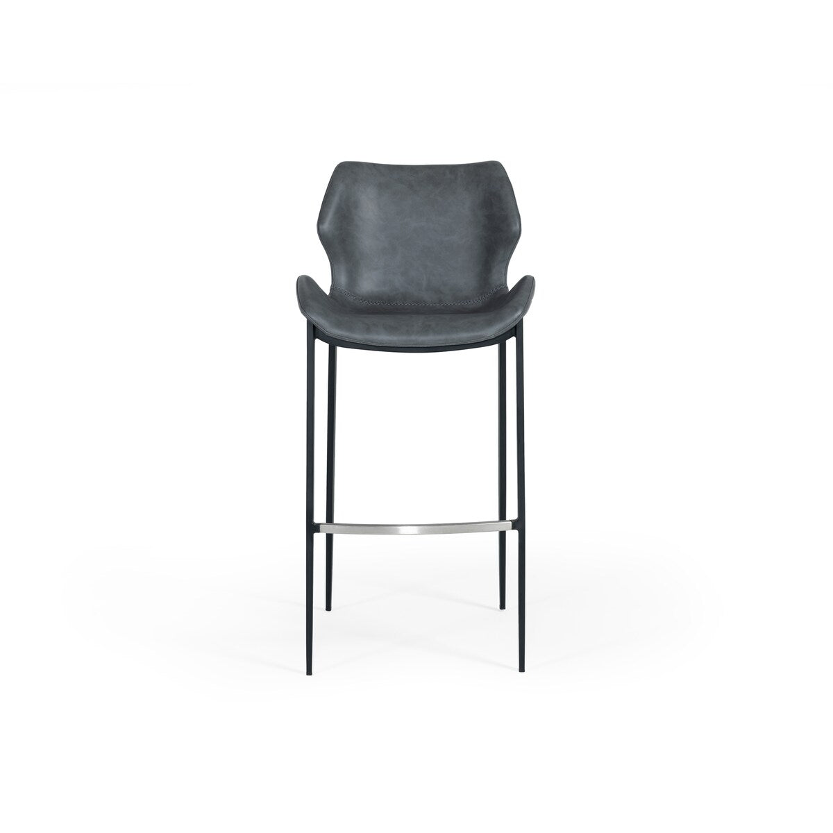 Modrest Ithaca Industrial Dark Grey Eco-Leather Bar Stool (Set of 2)