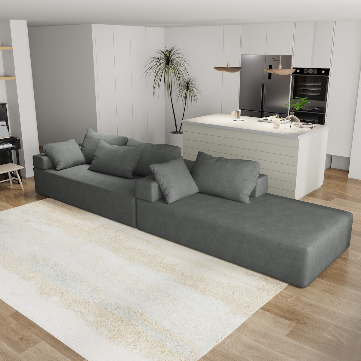 Modular 108" L Shaped Sectional Living Room Sofa Set With 6 Pillows,Free Combination Sofa Couch