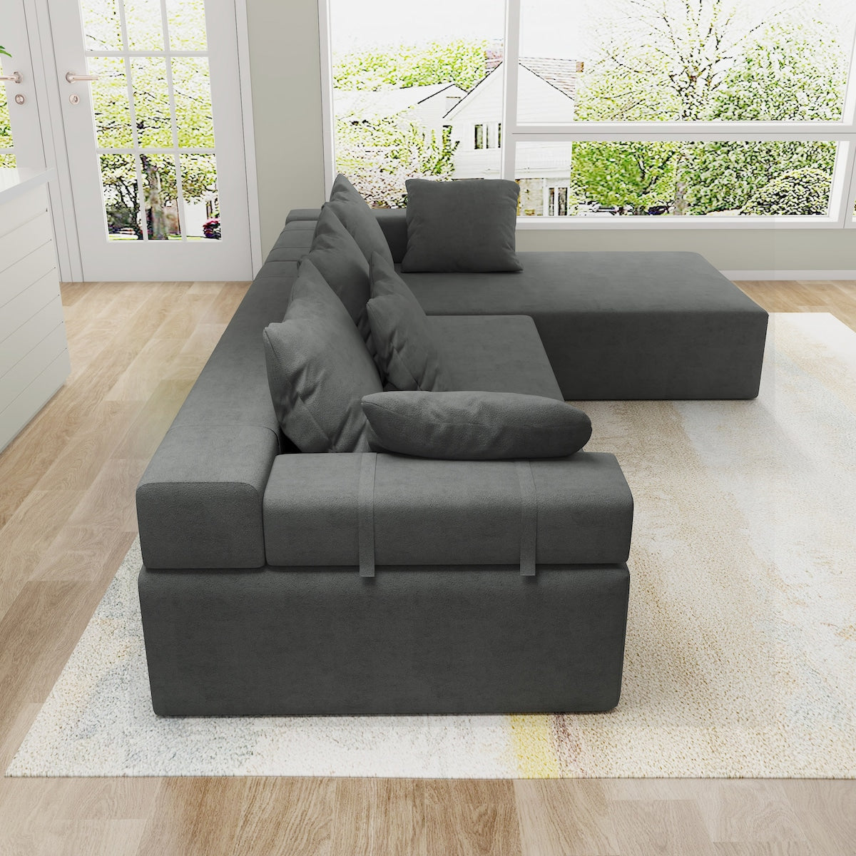 Modular 108" L Shaped Sectional Living Room Sofa Set With 6 Pillows,Free Combination Sofa Couch