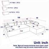 Modular 108" L Shaped Upholstered Sectional Sofa Set with 6 Pillows
