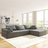 Modular 108" L Shaped Upholstered Sectional Sofa Set with 6 Pillows