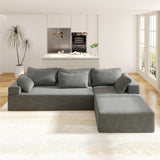 Modular 108" L Shaped Upholstered Sectional Sofa Set with 6 Pillows