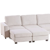 Modular 3 Pieces U shaped Sectional Sofa with Removable Ottomans